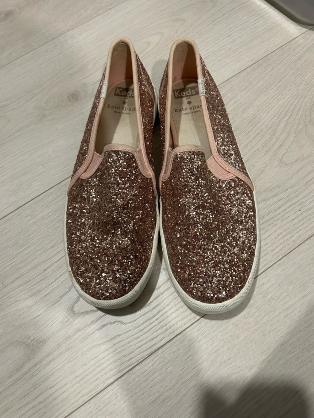 Keds Rose Gold Glitter Slip-On Sneakers